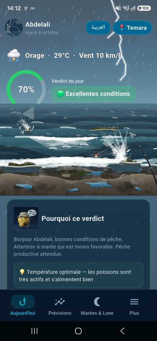 Pilota par temps d'orage : éclairs et mer agitée